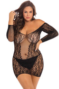 Demure Long Sleeve Mini Dress - Black - 3x/ 4x Luxe Ember Essentials