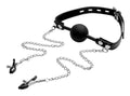 Silicone Ball Gag W/nipple Clamps Luxe Ember Essentials