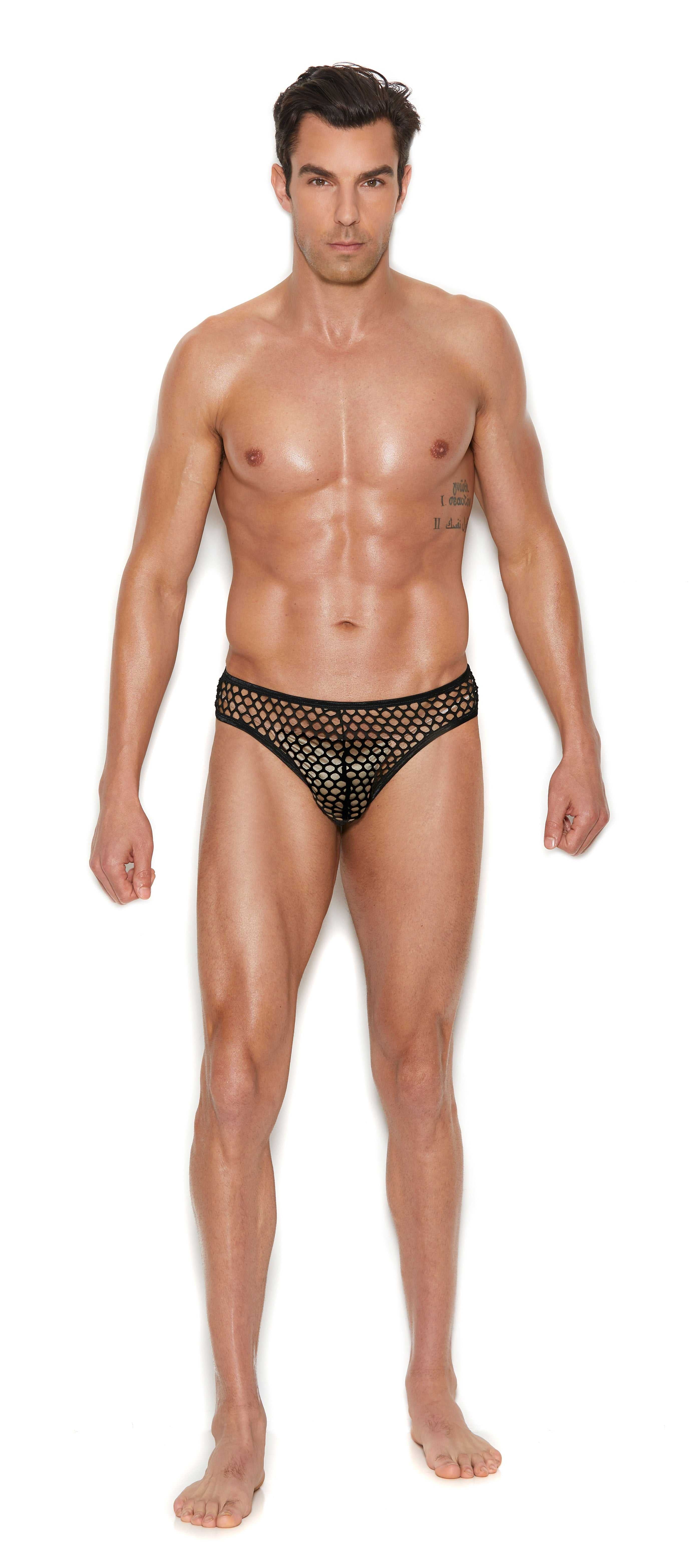 Men's Fishnet Thong Back Brief - Small/medium - Black Luxe Ember Essentials