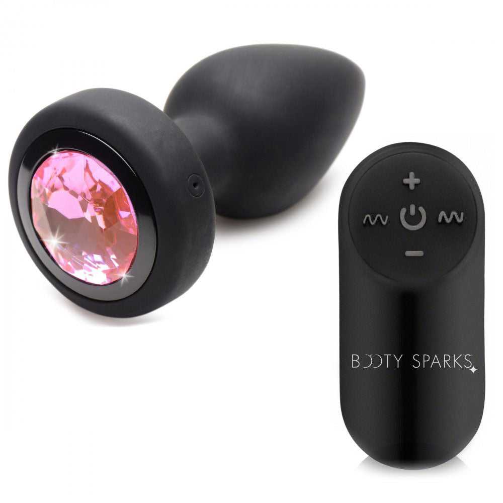 28x Silicone Vibrating Pink Gem Anal Plug With Remote - Small Luxe Ember Essentials