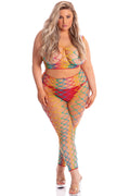 Pink Lipstick - Roy G. Biv 2 Pc Bodystocking - 1x-3x - Rainbow Luxe Ember Essentials
