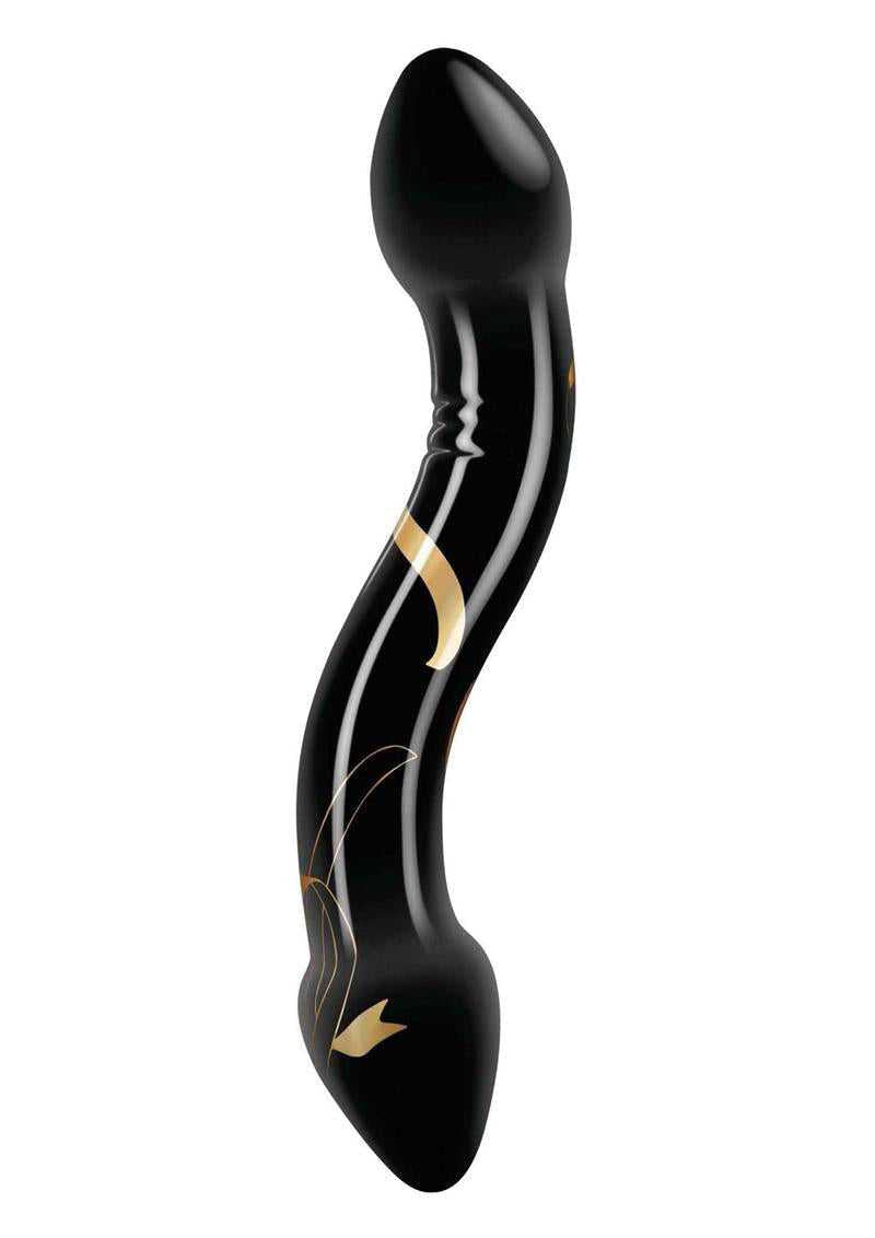 Secret Kisses - 7.5 Inch Handblown Double Ended Dildo - Black Luxe Ember Essentials