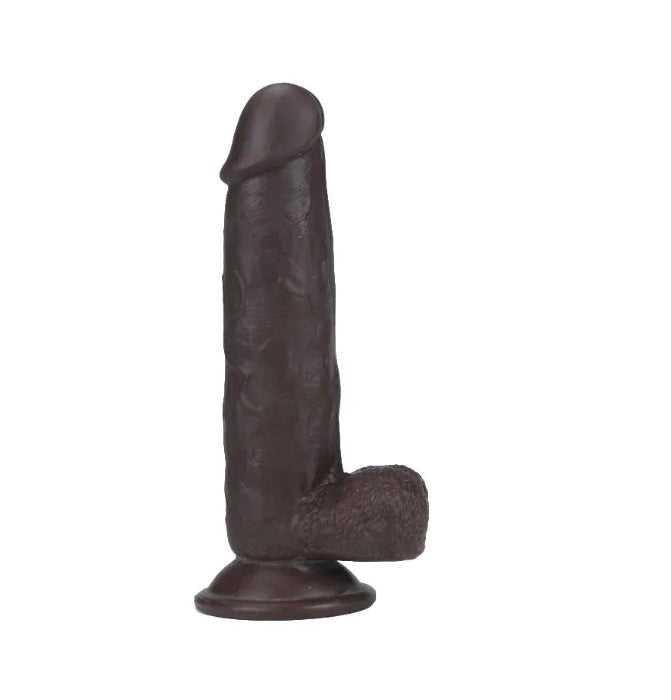Real Skin 7.5" Dual Layer Dildo - Dark Brown Luxe Ember Essentials