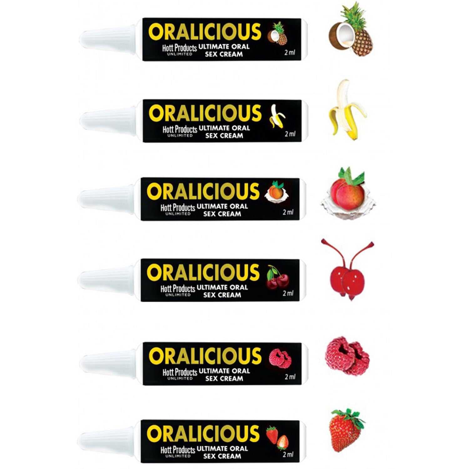 Oralicious Flavored Oral Sex Cream 144pc Display - of 2ml Tubes Luxe Ember Essentials