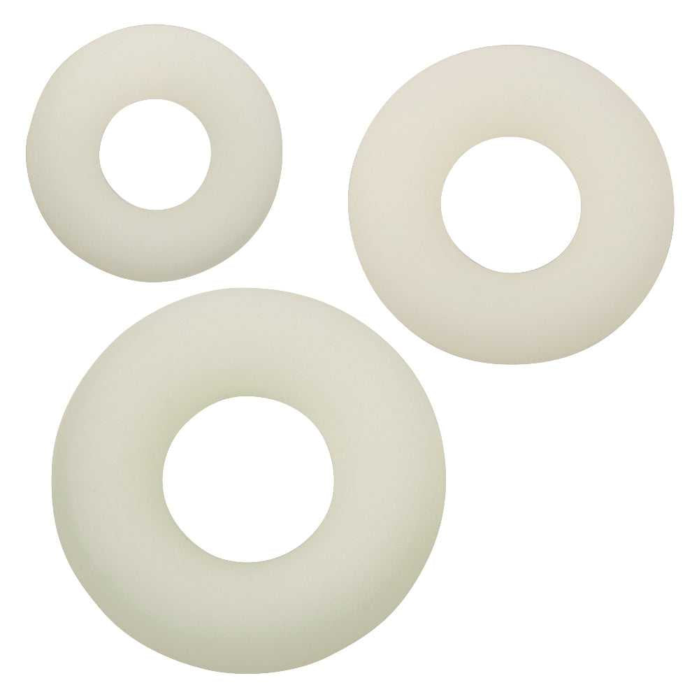 Alpha Glow-in-the-Dark Liquid Silicone 3 Ring Set - White Luxe Ember Essentials