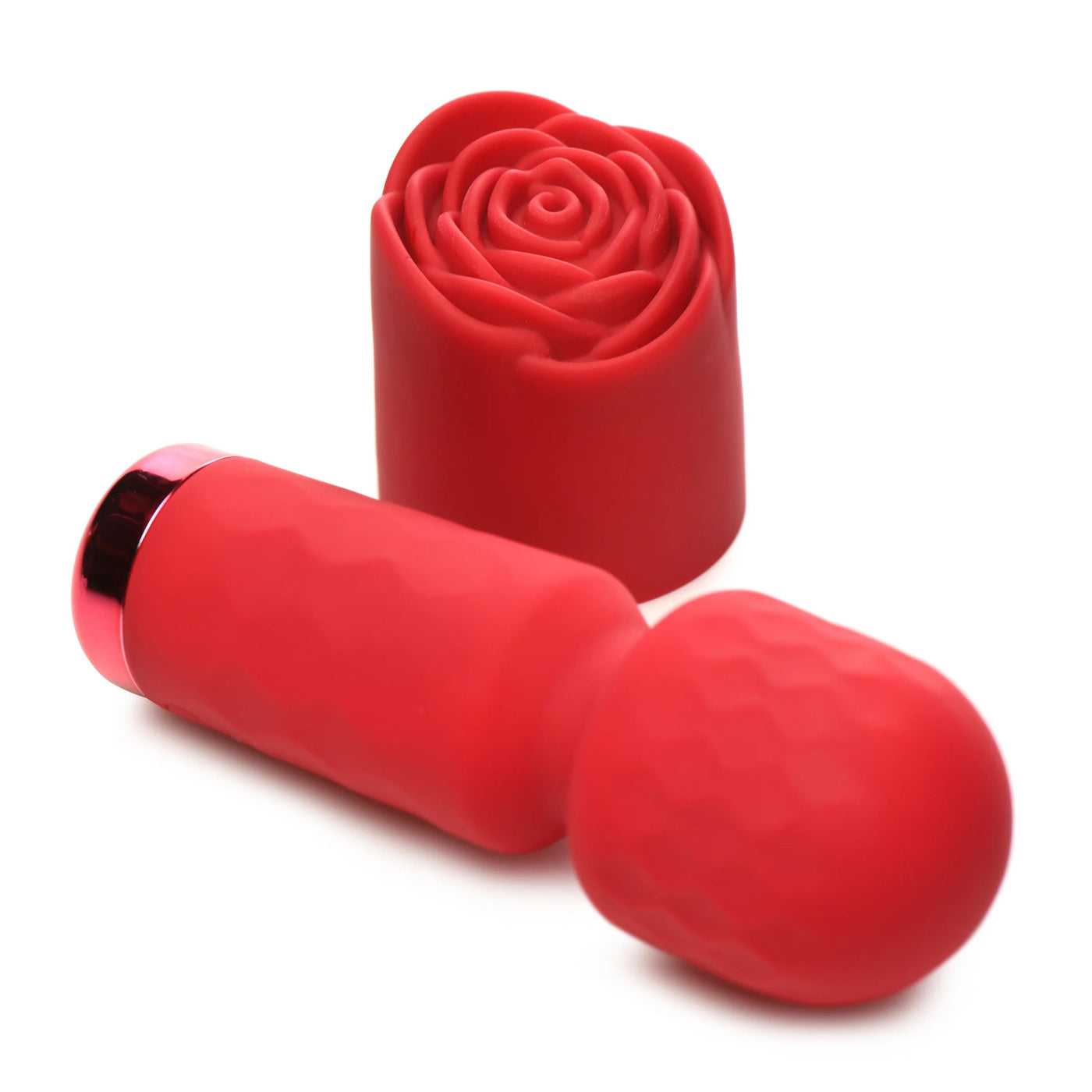 Pleasure Rose-Petite Mini Silicone Rose Wand - Red Luxe Ember Essentials