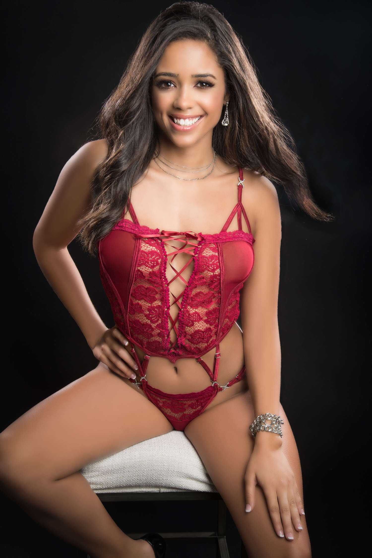 1pc Butterfly Teddy With Daring Lace-Up Front Thong and See-Through Detail - One Size - Red Berry Luxe Ember Essentials