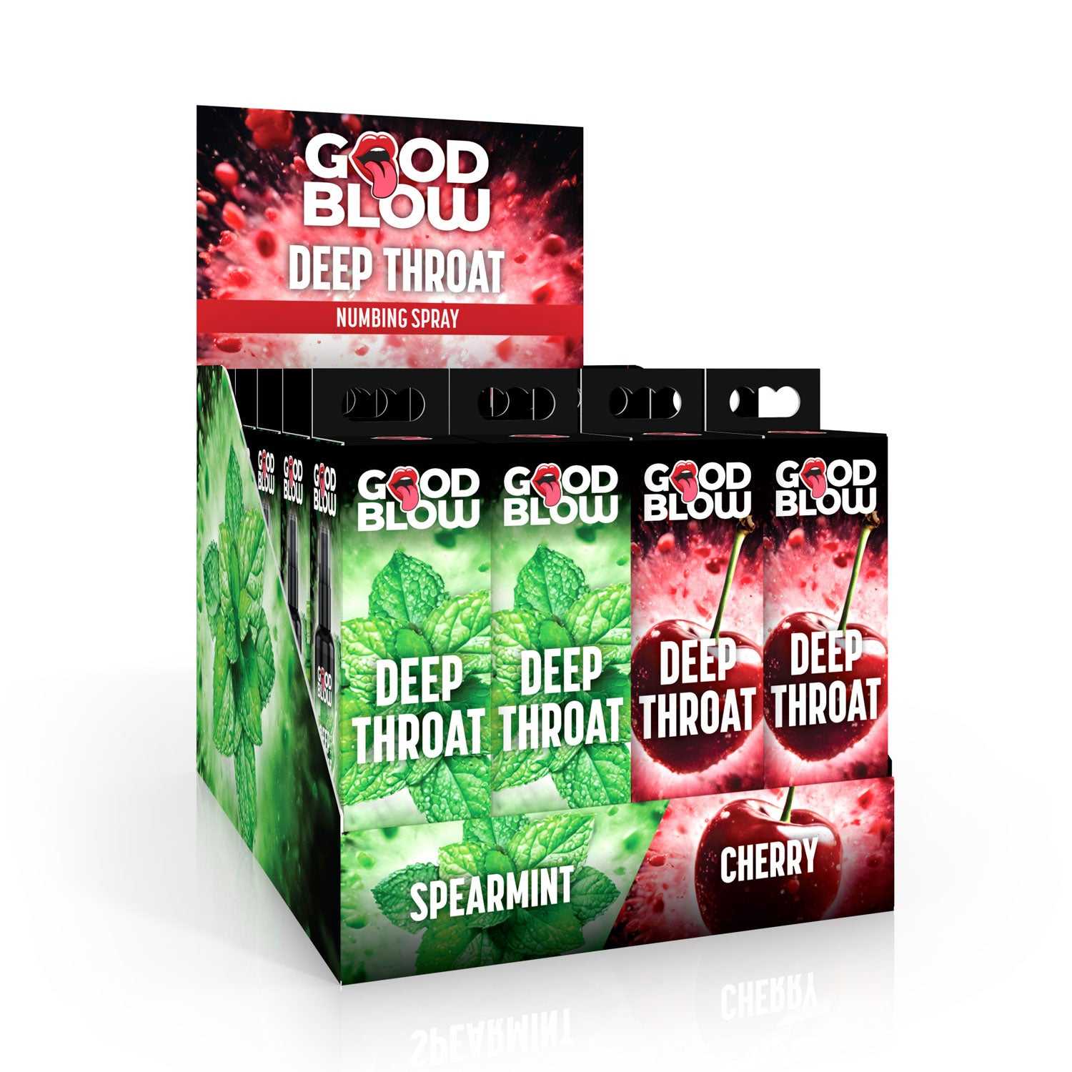 Deep Throat Numbing Spray Pop Display - Cherry/spearmint 24 Pcs Luxe Ember Essentials