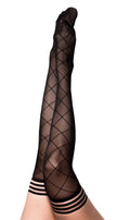 Anna - Diamond Thigh High - Size C - Black Luxe Ember Essentials