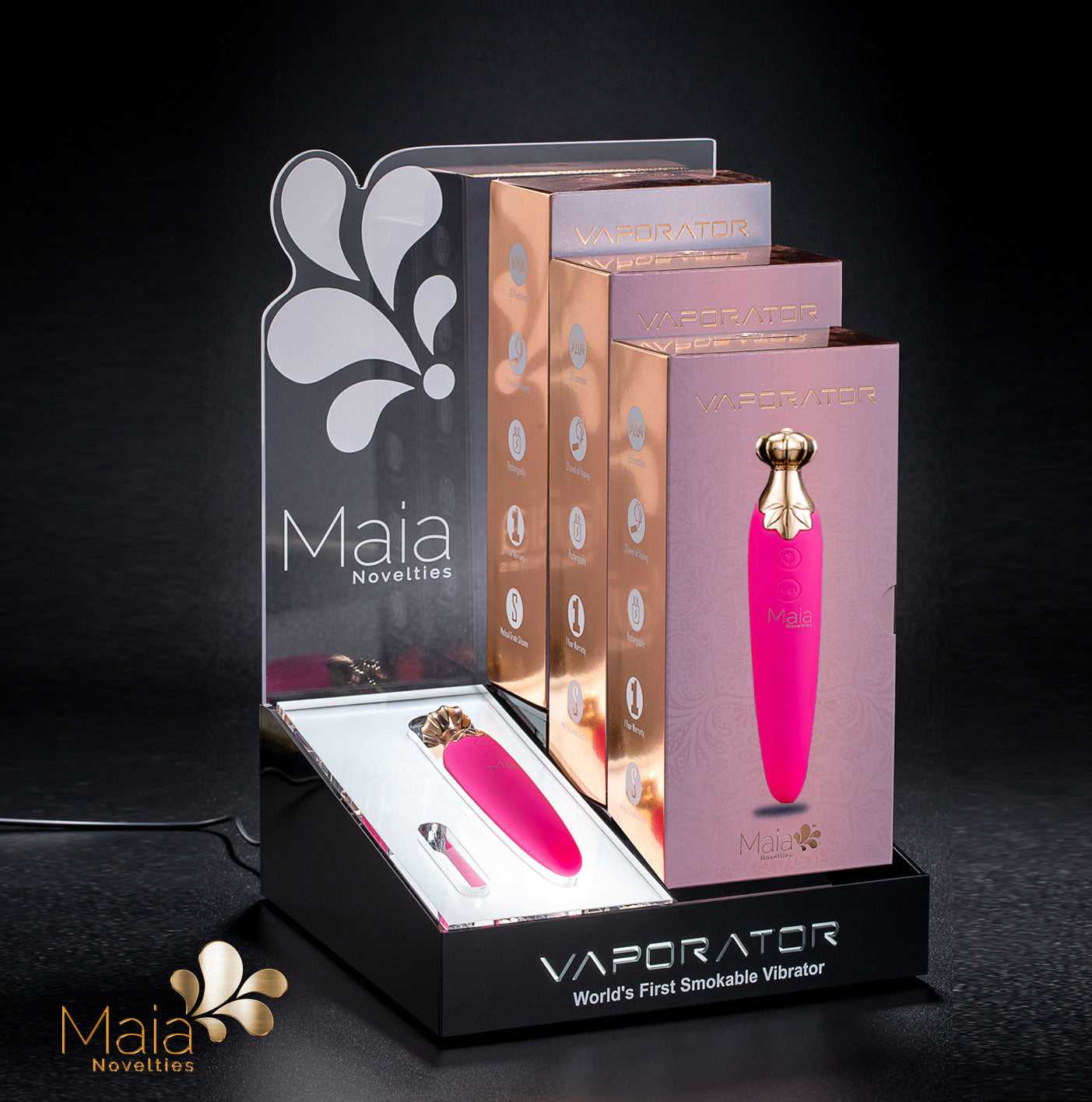 Vaporator Display Stand With 3 Vaporators Plus a Tester Luxe Ember Essentials