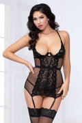 Lace and Mesh Chemise - Black - Small Luxe Ember Essentials