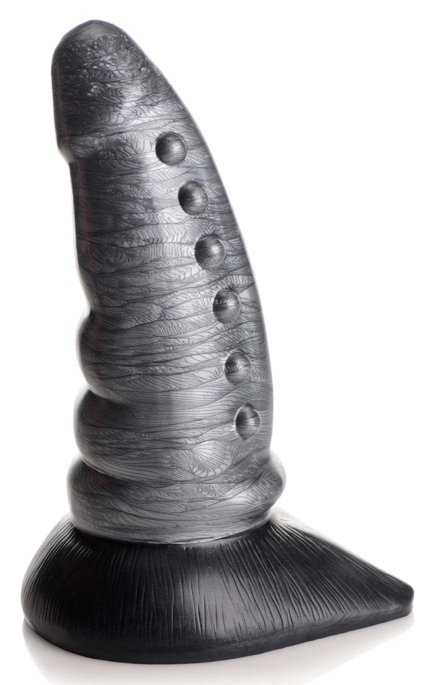 Beastly Tapered Bumpy Silicone Dildo - Silver Luxe Ember Essentials