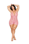 Garter Slip and G-String Dmnd - Queen Size - Petal Pink Luxe Ember Essentials