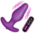 "Vibrating Silicone Butt Plug With Digital Remote - Purple BNG-AH744"