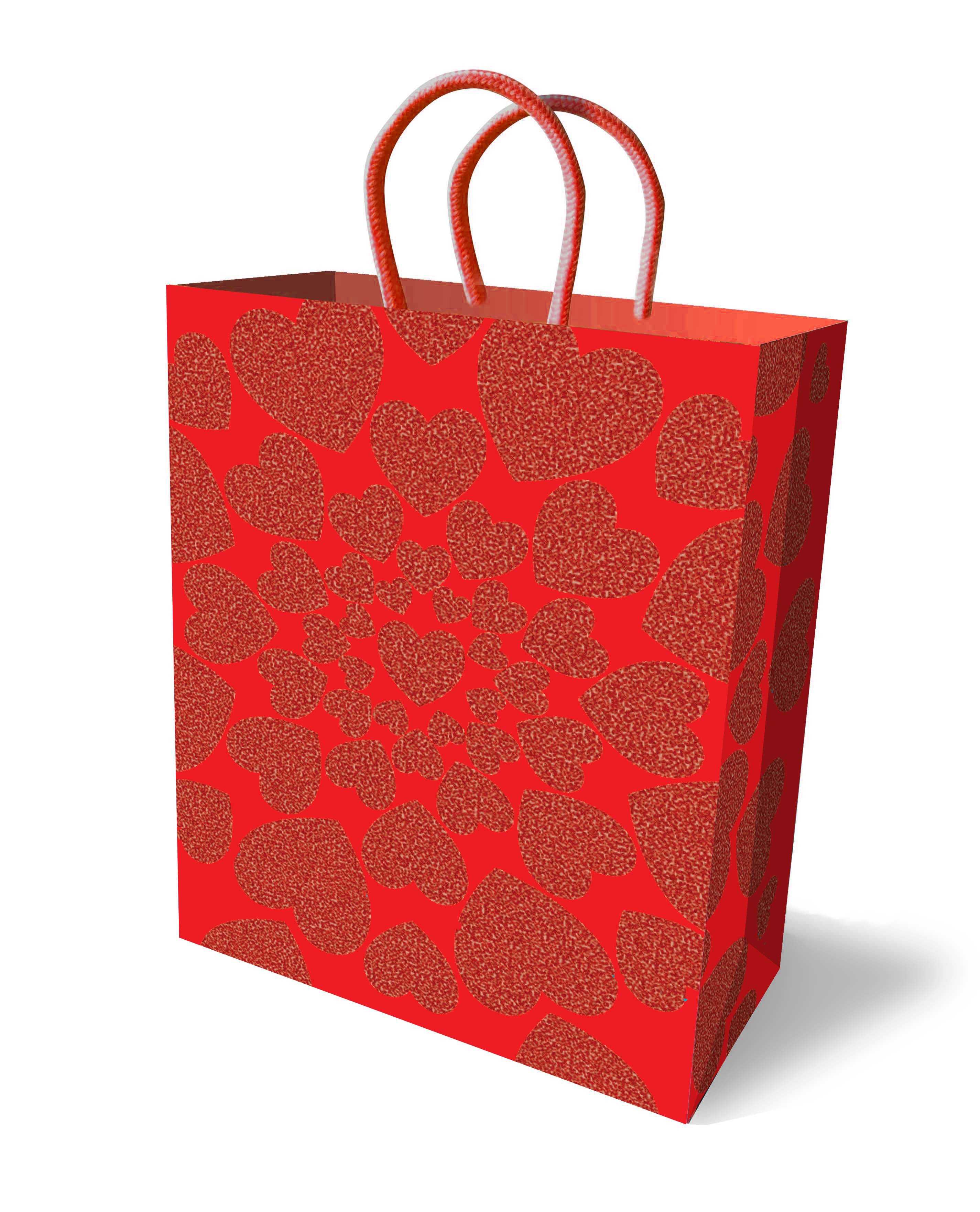 Glitter Heart Gift Bag - Red Luxe Ember Essentials