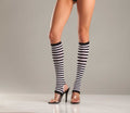 Striped Nylon Stirrup Knee Highs - Black/ White - One Size Luxe Ember Essentials