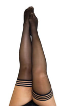 Taylor - Silky Sheer Thigh High - Size D - Black Luxe Ember Essentials