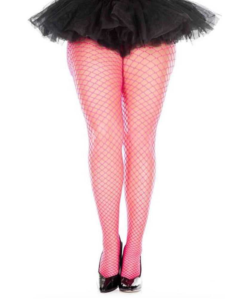 Mini Diamond Net Spandex Pantyhose - Queen Size - Hot Pink Luxe Ember Essentials