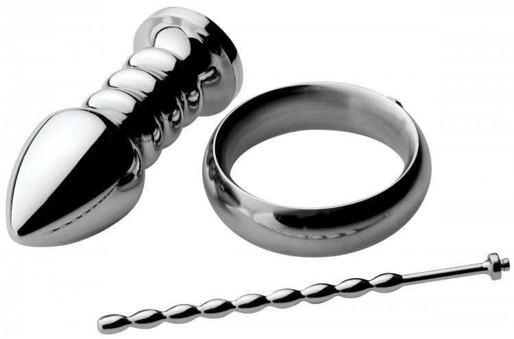 Zeus Deluxe Series Voltaic for Him Stainless Steel Male E-Stim Kit Luxe Ember Essentials