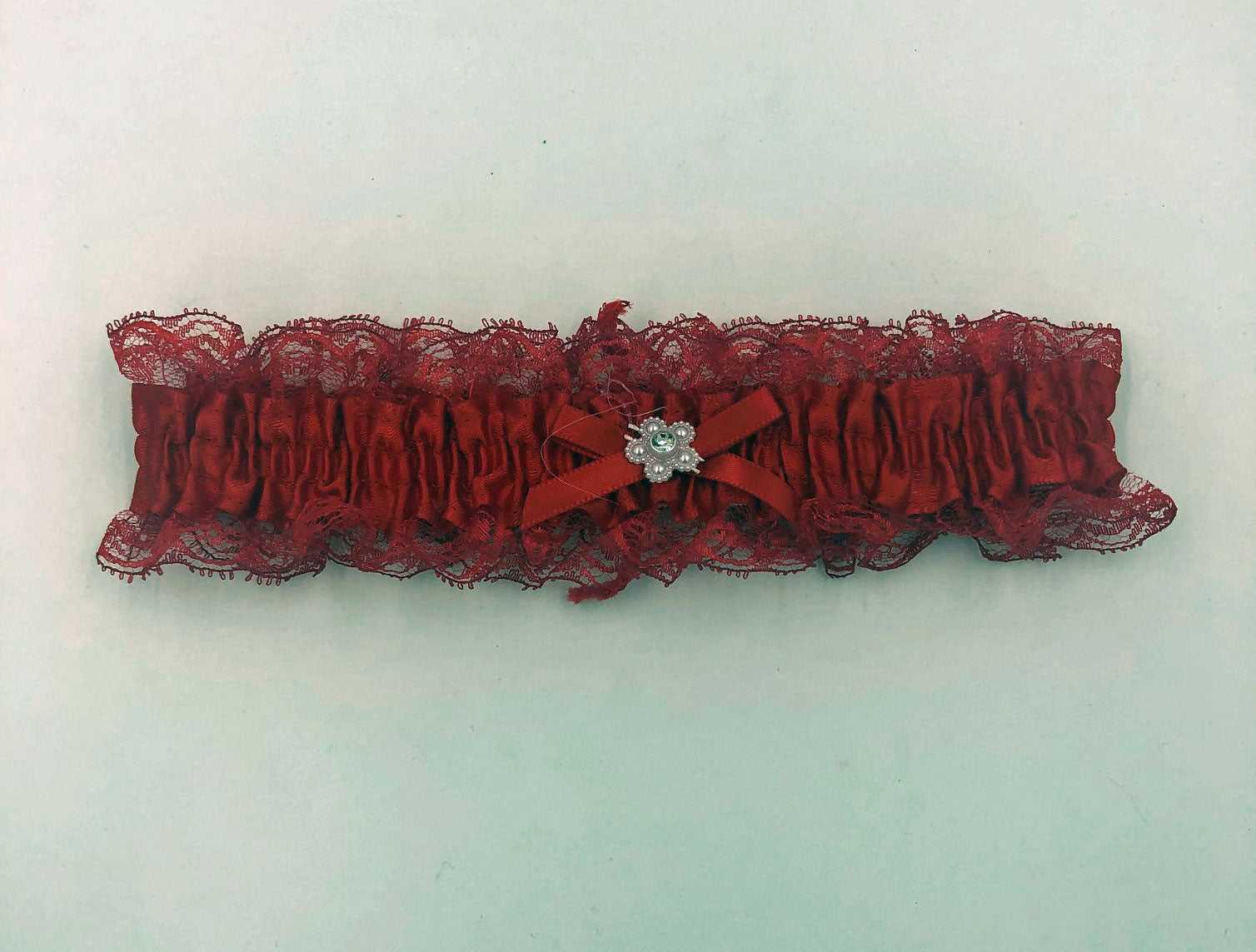 Satin Leg Garter - One Size - Red With Red Lace Luxe Ember Essentials