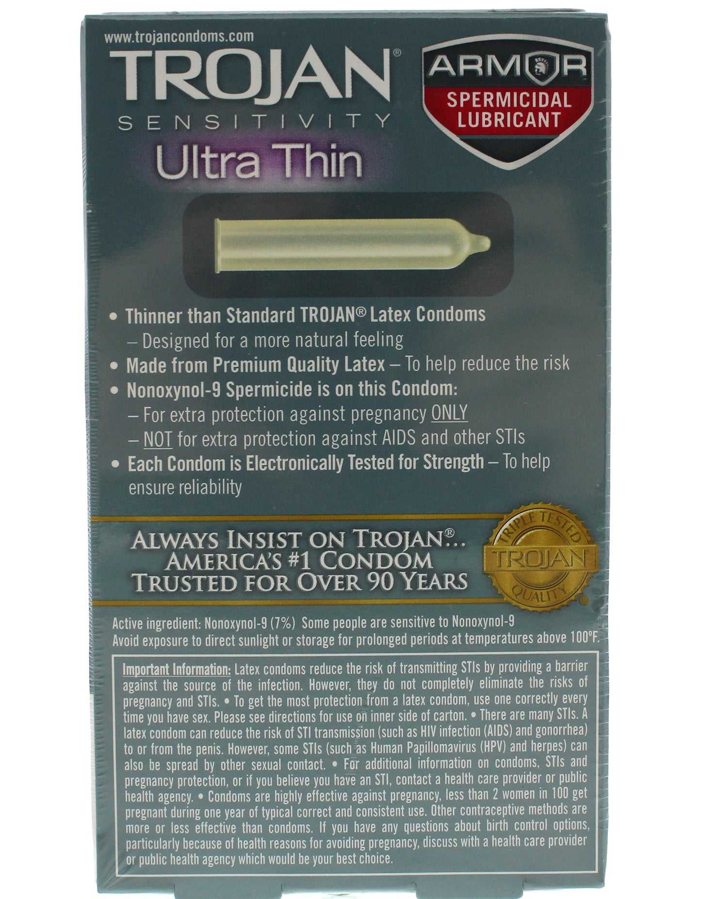 Trojan Sensitivity Ultra Thin Armor Spermicidal Lubricated Condoms 12 Pack Luxe Ember Essentials
