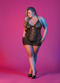 Sexy Time Chemise and G-String Set - Black - 1x-3x Luxe Ember Essentials