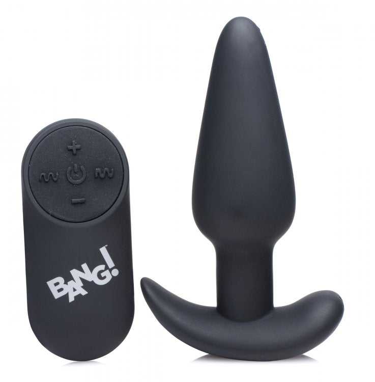 21x Silicone Butt Plug With Remote - Black Luxe Ember Essentials