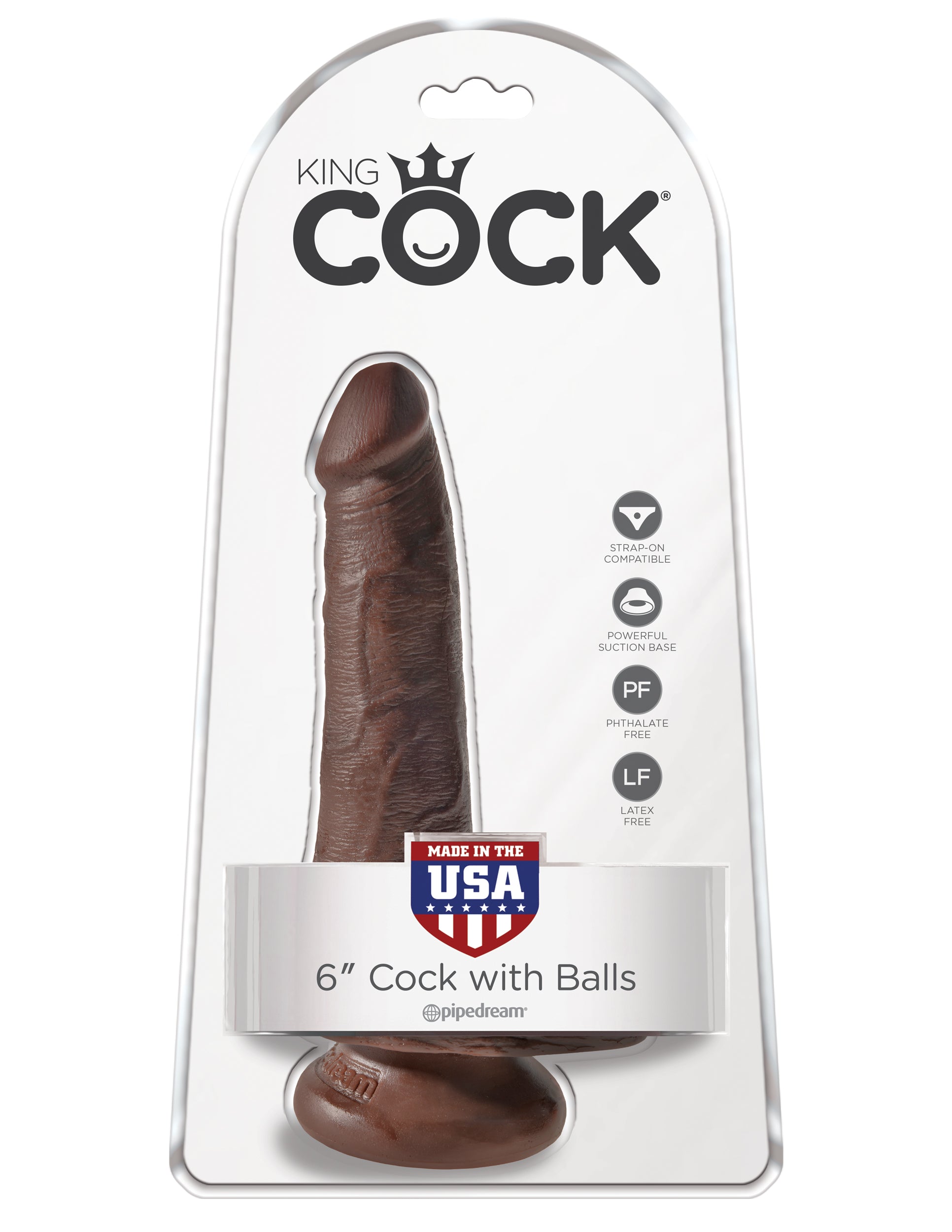 King Cock 6 Inch Cock With Balls - Brown