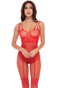 All Heart Crotchless Bodystocking - Red - One Size Luxe Ember Essentials