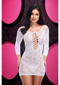 Lace Off the Shoulder Mini Dress - One Size -White Luxe Ember Essentials