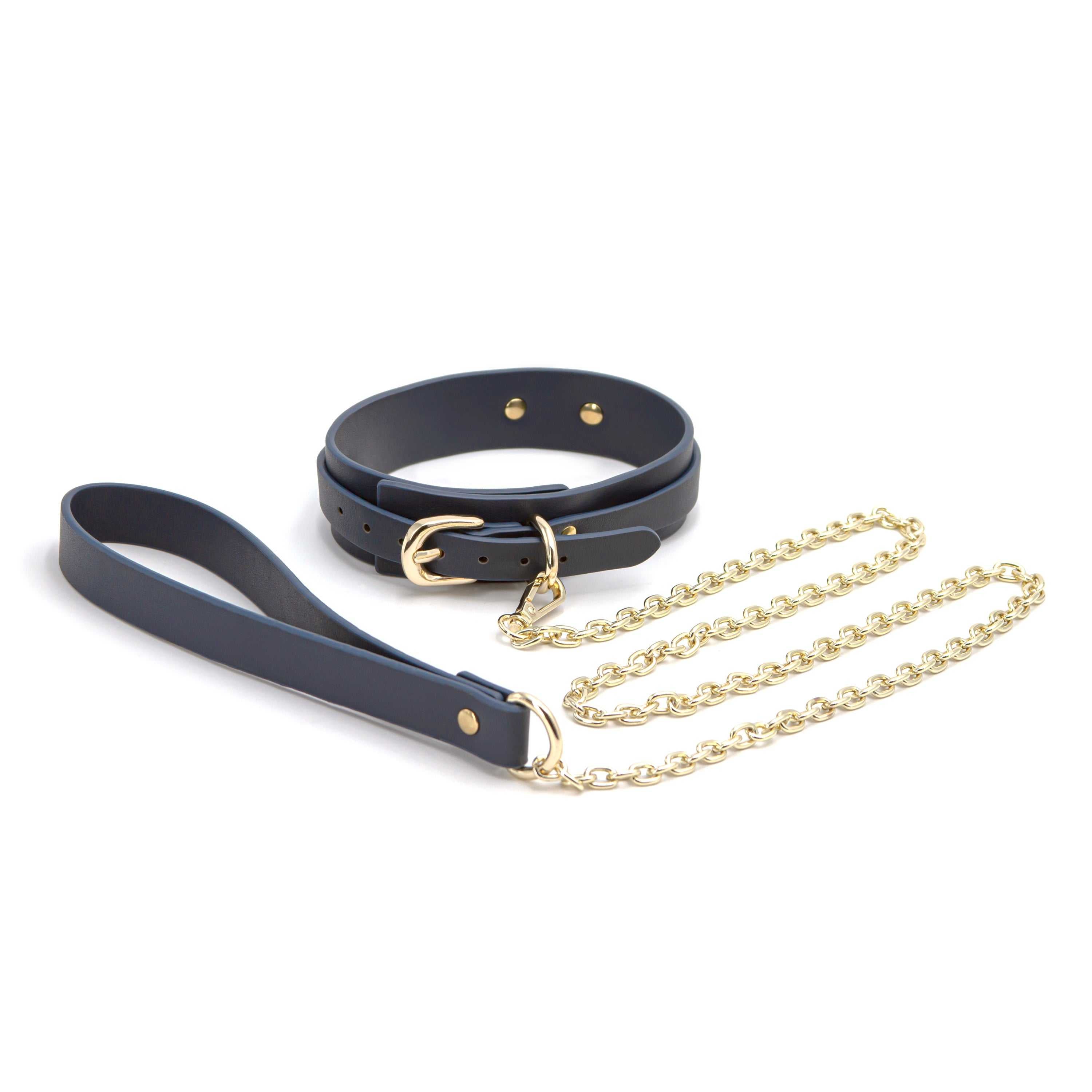 Bondage Couture - Collar and Leash - Blue Luxe Ember Essentials