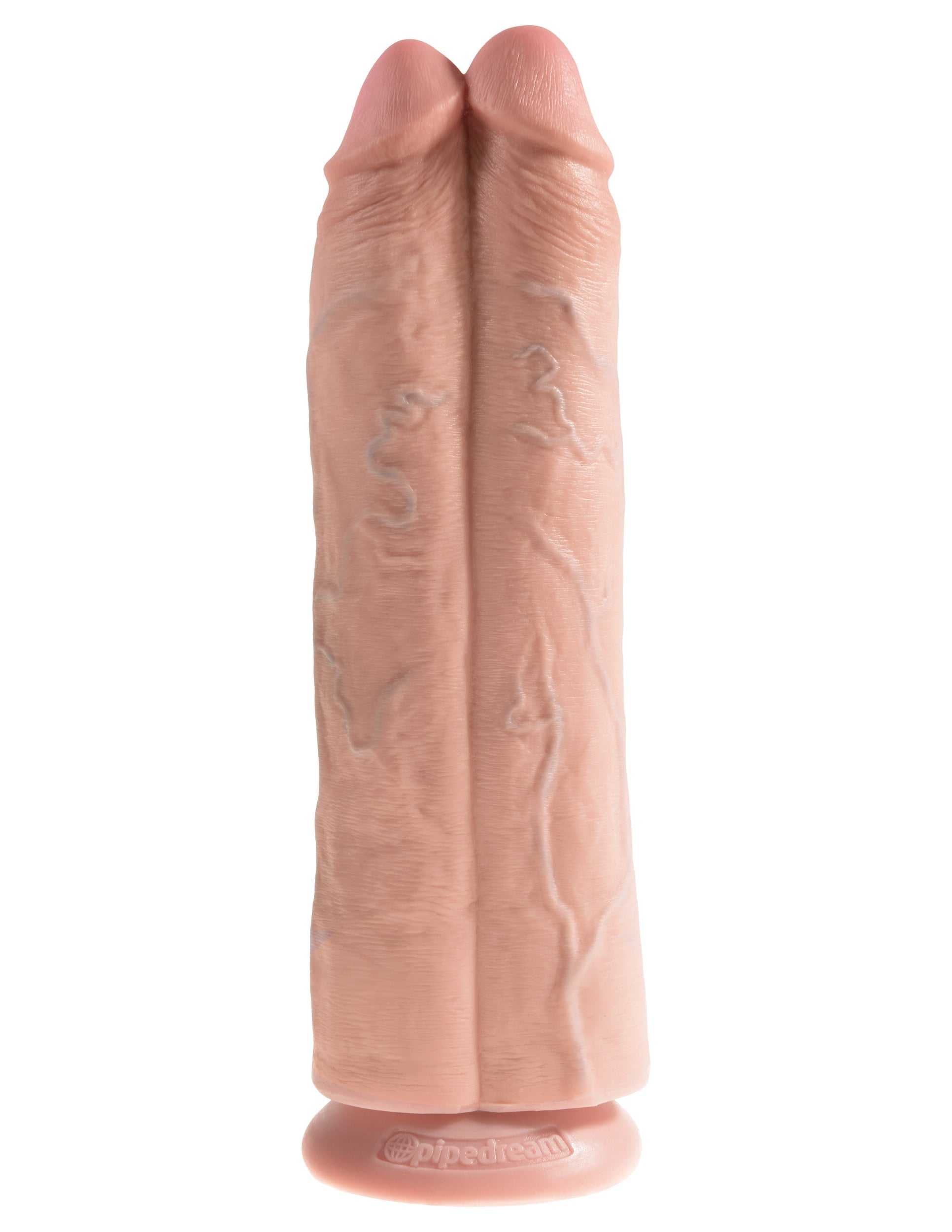 King Cock 11" Two Cocks One Hole - Flesh Luxe Ember Essentials
