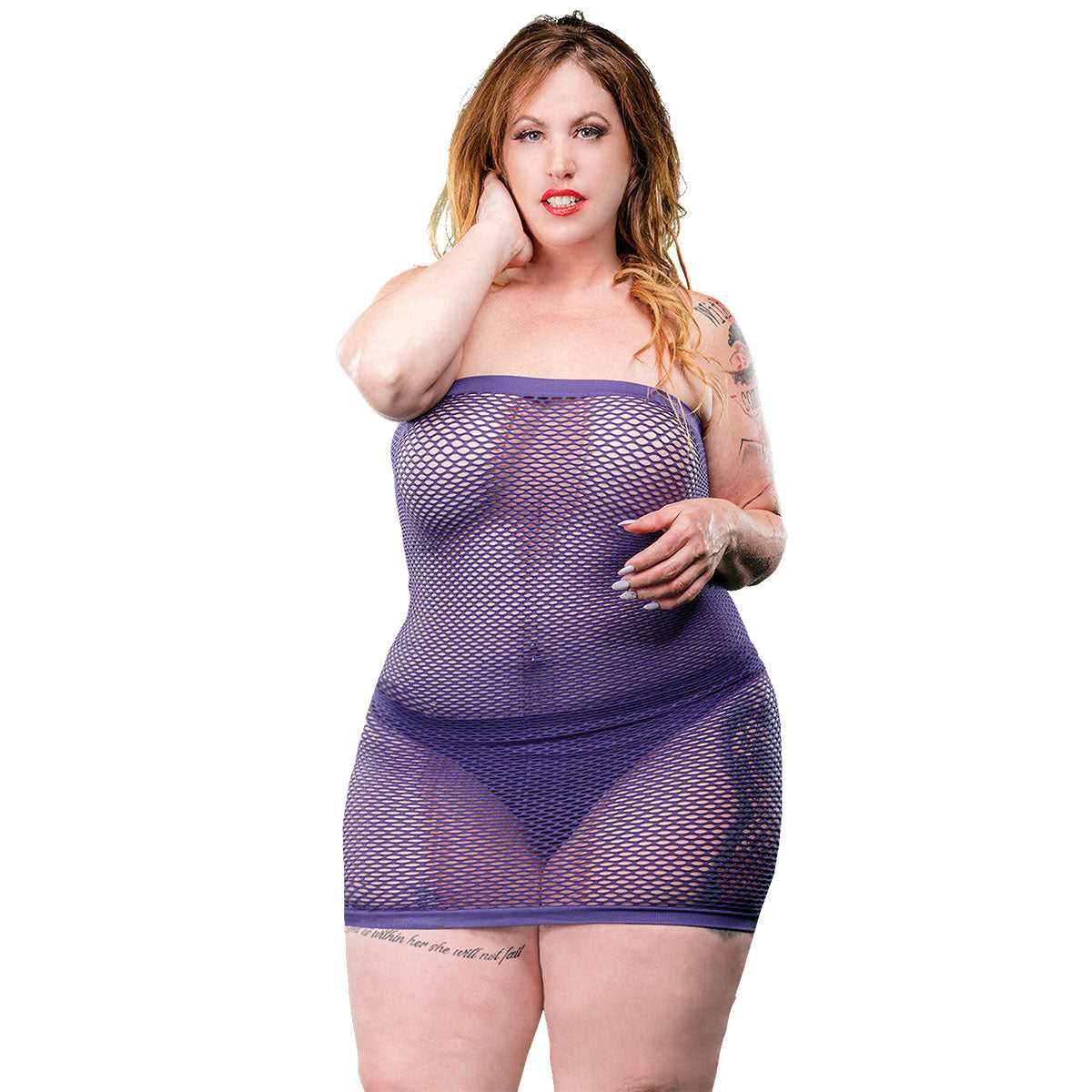 All Over Mesh Tube Dress - Violet - 1x-4x Luxe Ember Essentials