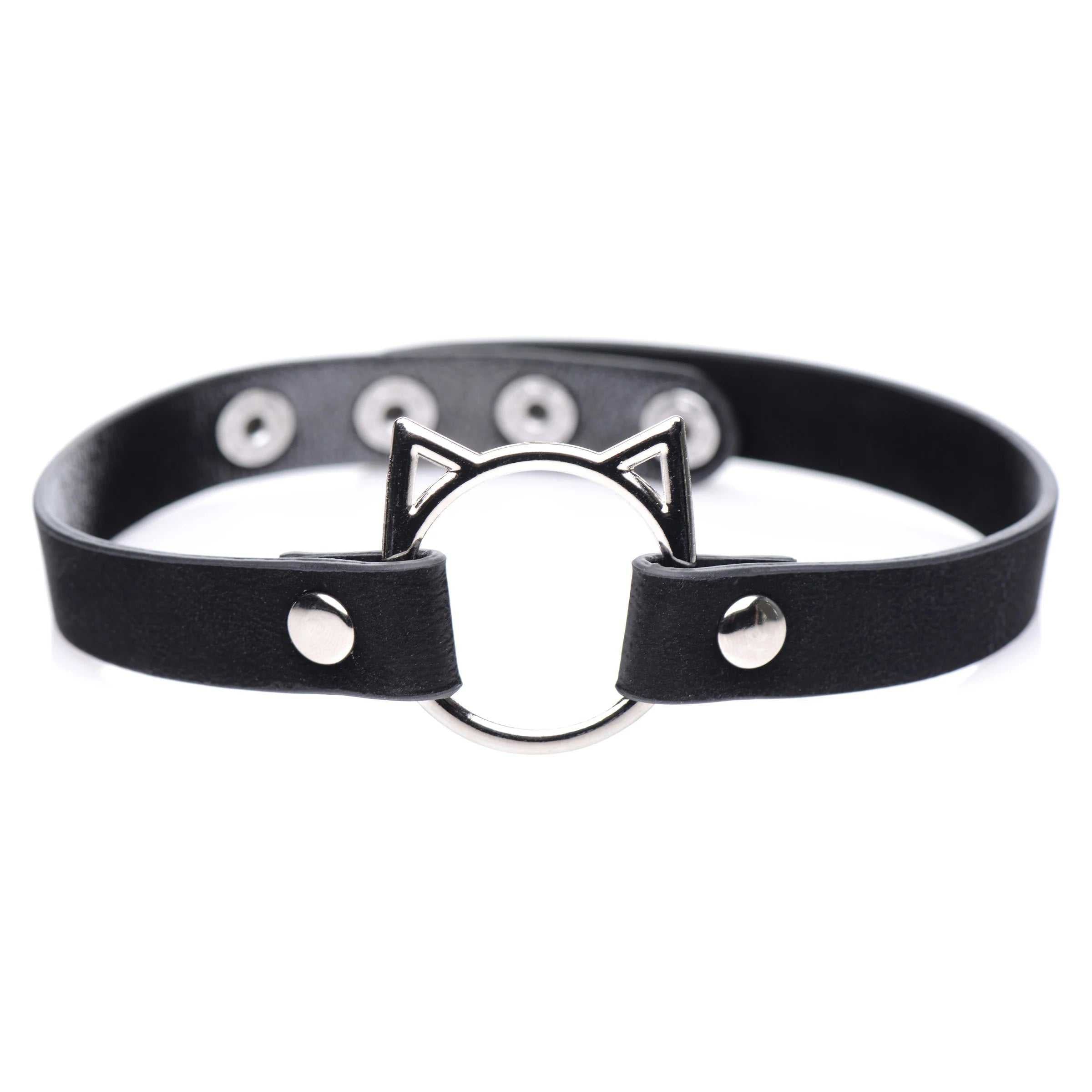 Kinky Kitty Ring Slim Choker - Black Luxe Ember Essentials