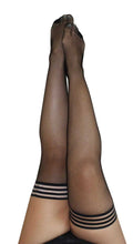 Sam - Fishnet Thigh High - Size D - Black Luxe Ember Essentials