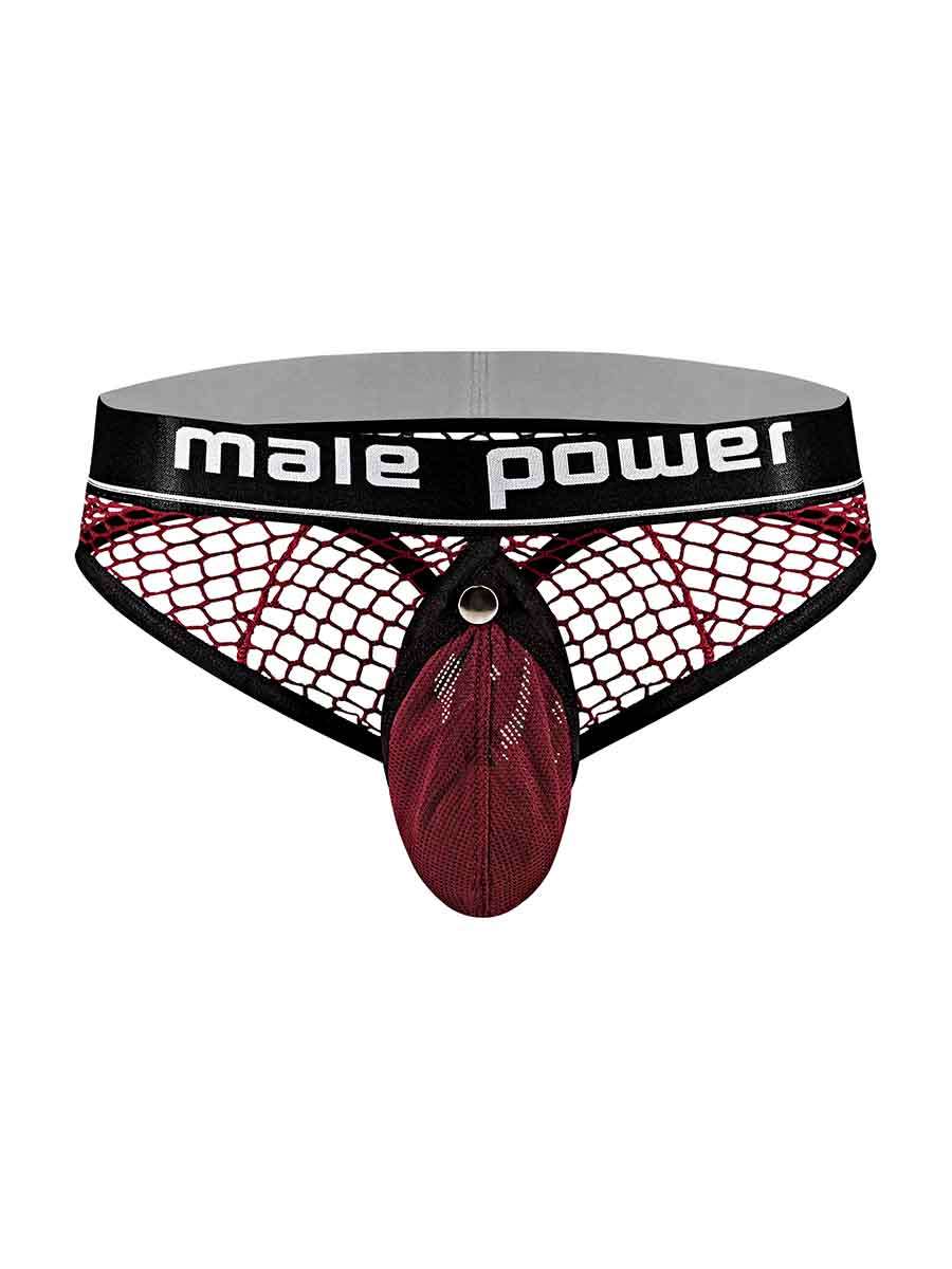 Cock Pit Net Cock Ring Thong - S/ M - Burgundy Luxe Ember Essentials