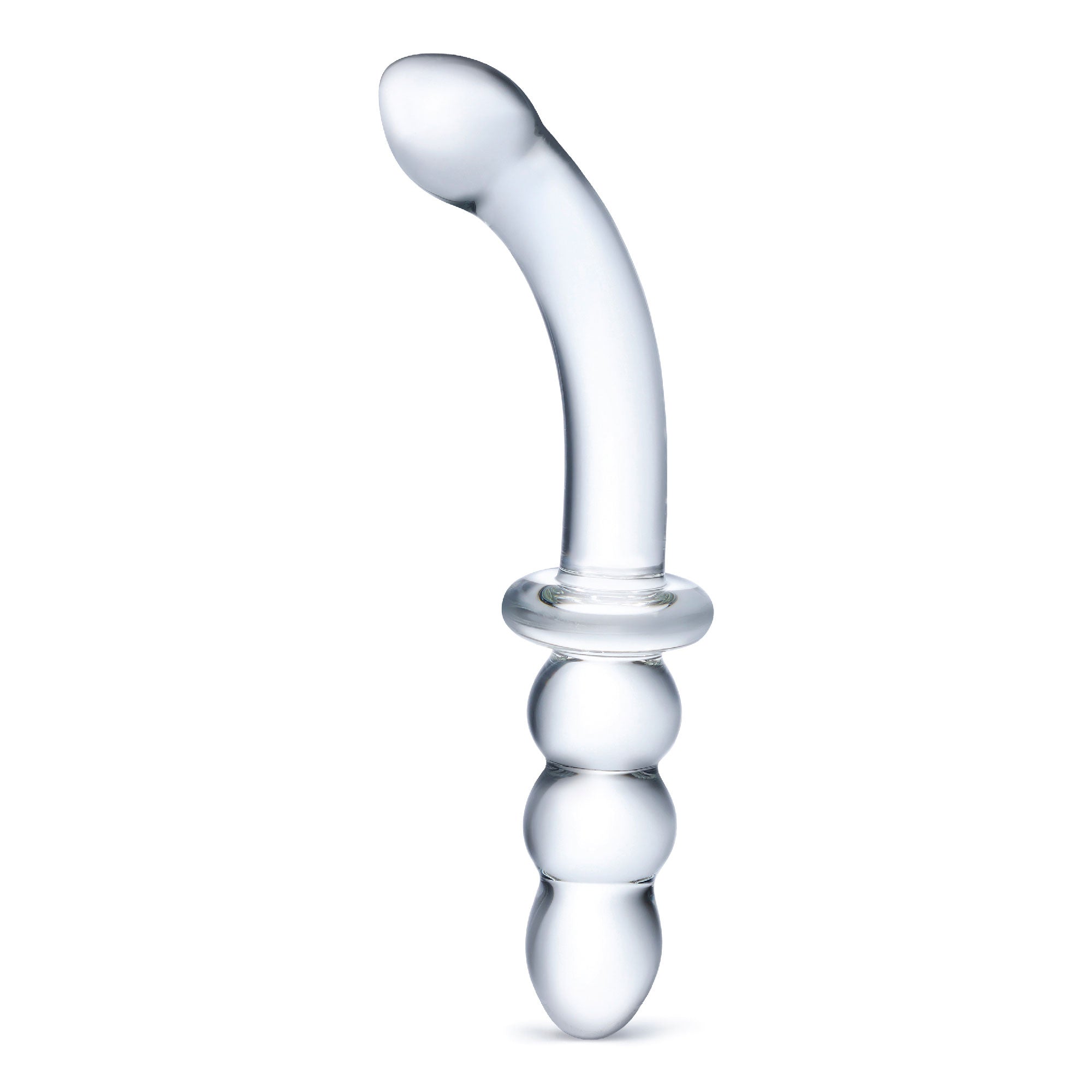 8 Inch Ribbed G-Spot Glass Dildo - Clear Luxe Ember Essentials