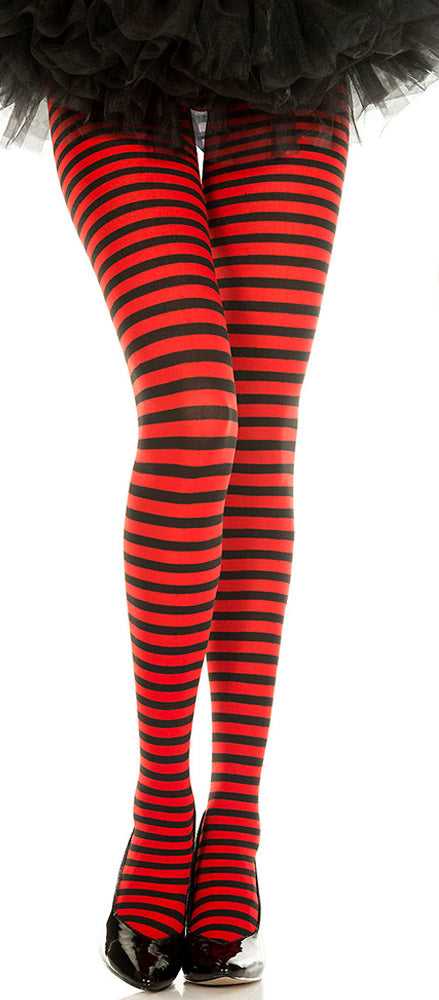 Striped Tights - One Size - Black/red Luxe Ember Essentials