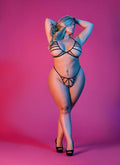 Sexy Time - Strappy Bra and G-String Set - Black - 1x-3x Luxe Ember Essentials