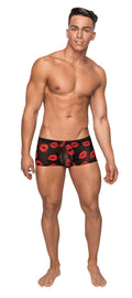 Kiss Me - Mini Short - Large - Sheer Lips Black Luxe Ember Essentials