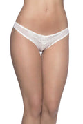 Crotchless Thong With Pearls and Venise Detail - White - One Size Luxe Ember Essentials