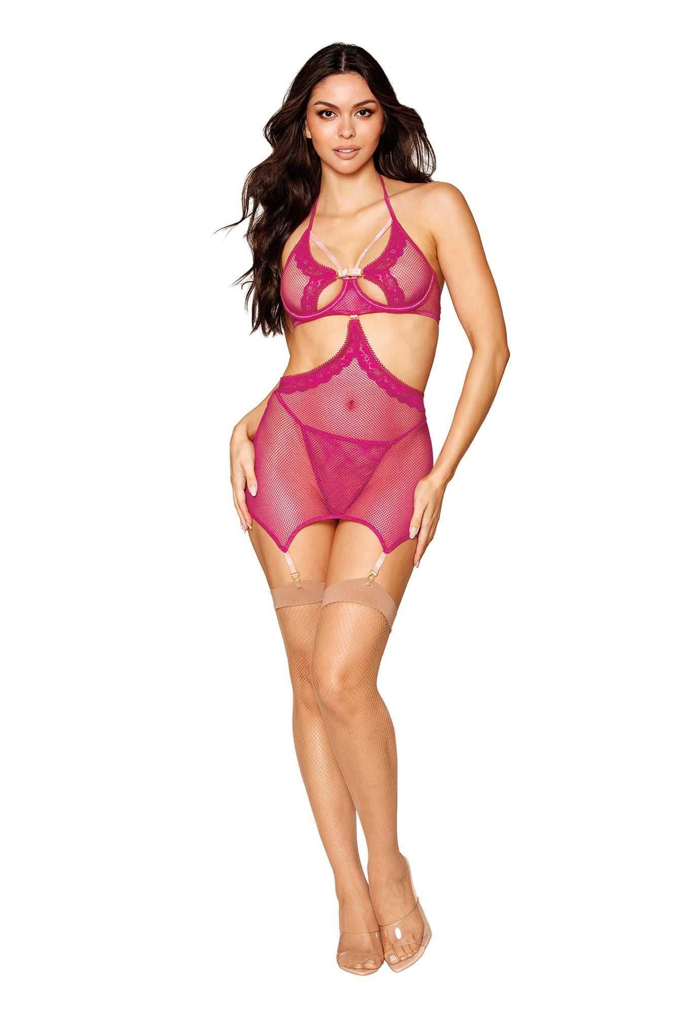 Garter Slip and G-String - One Size - Beet Luxe Ember Essentials