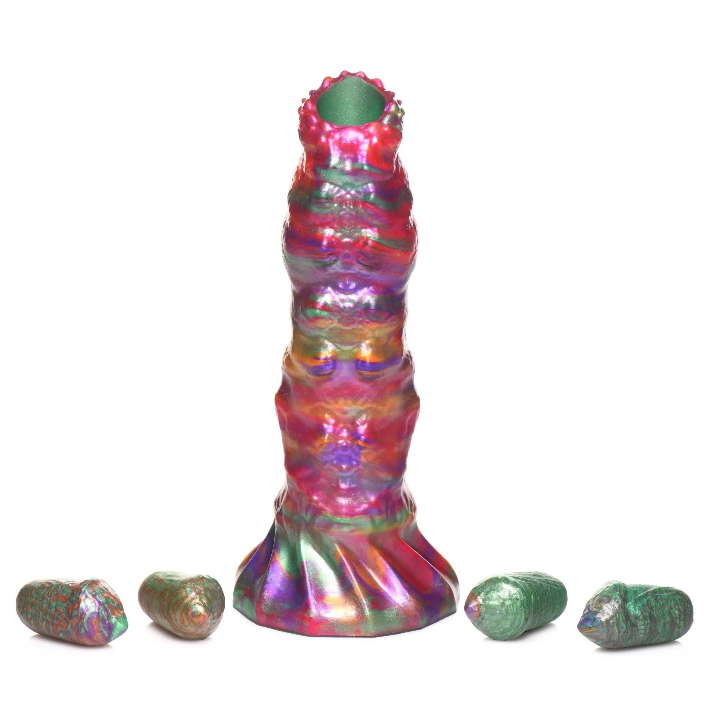 Larva Silicone Ovipositor Dildo With Eggs - Multicolor Luxe Ember Essentials