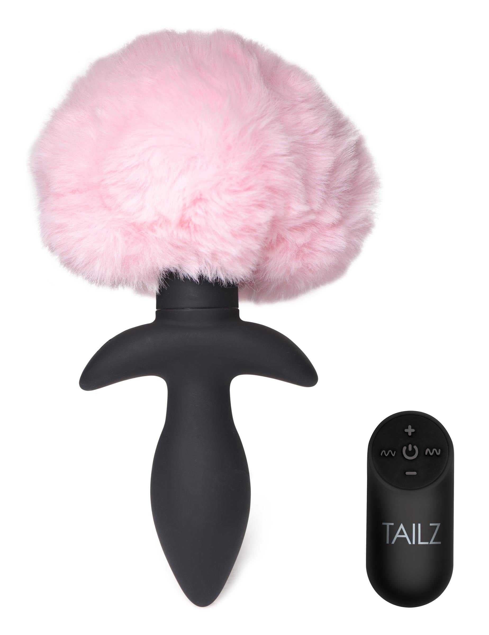 Waggerz Moving and Vibrating Bunny Tail Anal Plug - Pink Luxe Ember Essentials