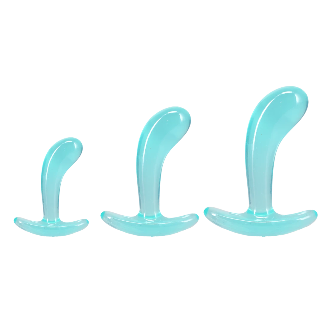 "Crystal Jellies - Curved Anal Trainer Set Teal DJ0289-70-CD"