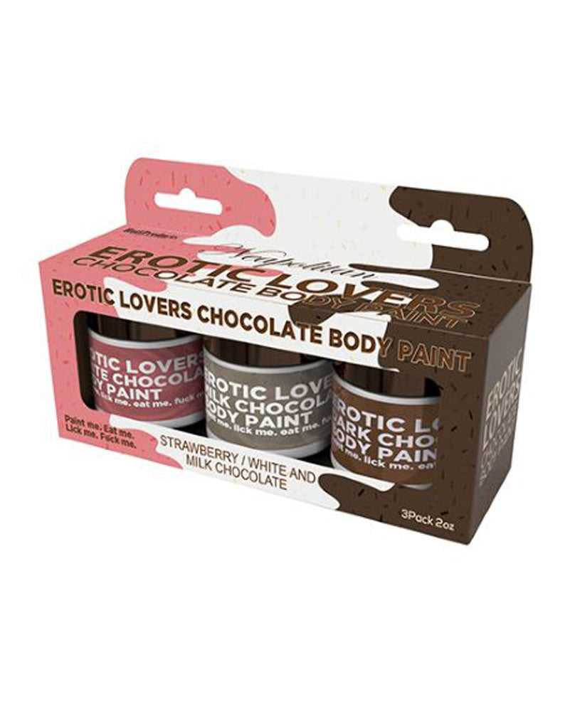 Erotic Lovers Chocolate Body Paint - Neapolitan - White Chocolate, Milk Chocolate and Strawberry - (3 Pack) Luxe Ember Essentials