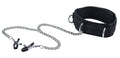 Velcro Collar With Nipple Clamps - Black Luxe Ember Essentials