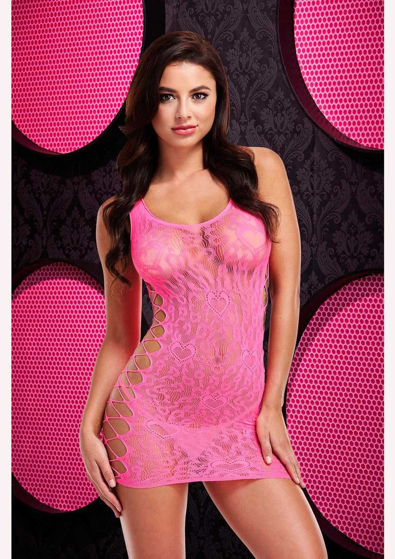 Leopard Lace Mini Dress - One Size - Pink Luxe Ember Essentials