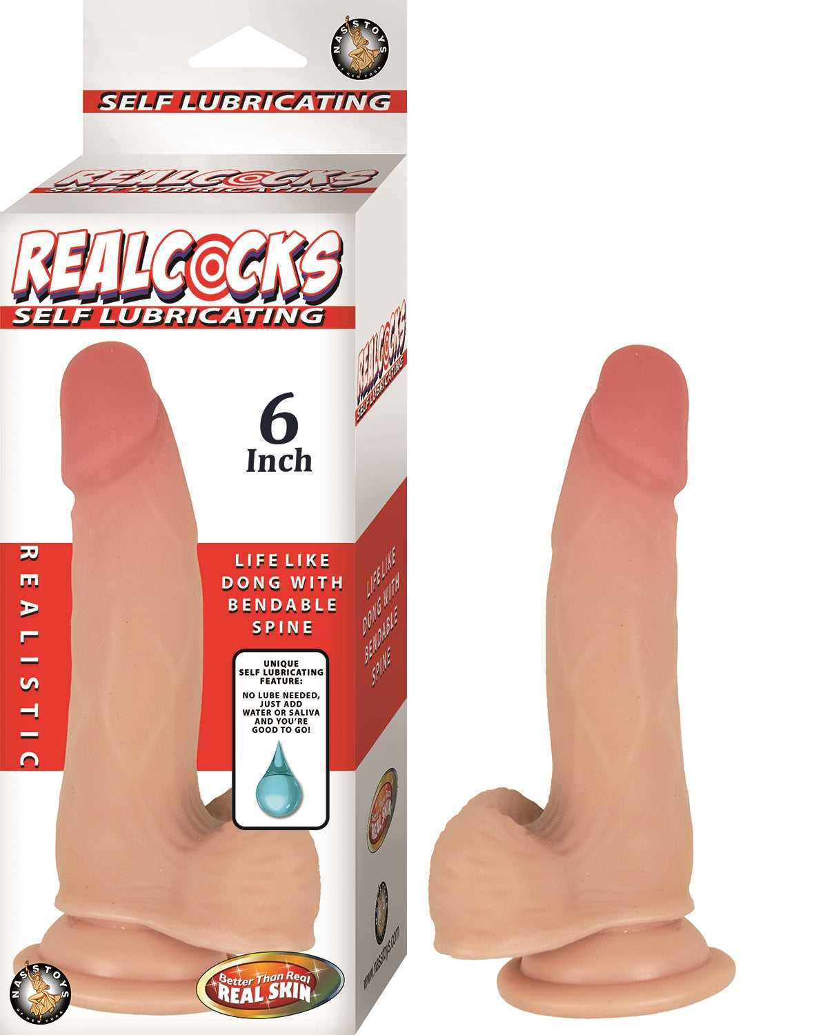 Realcocks Self Lubricating Dong - 6 Inch - Flesh Luxe Ember Essentials