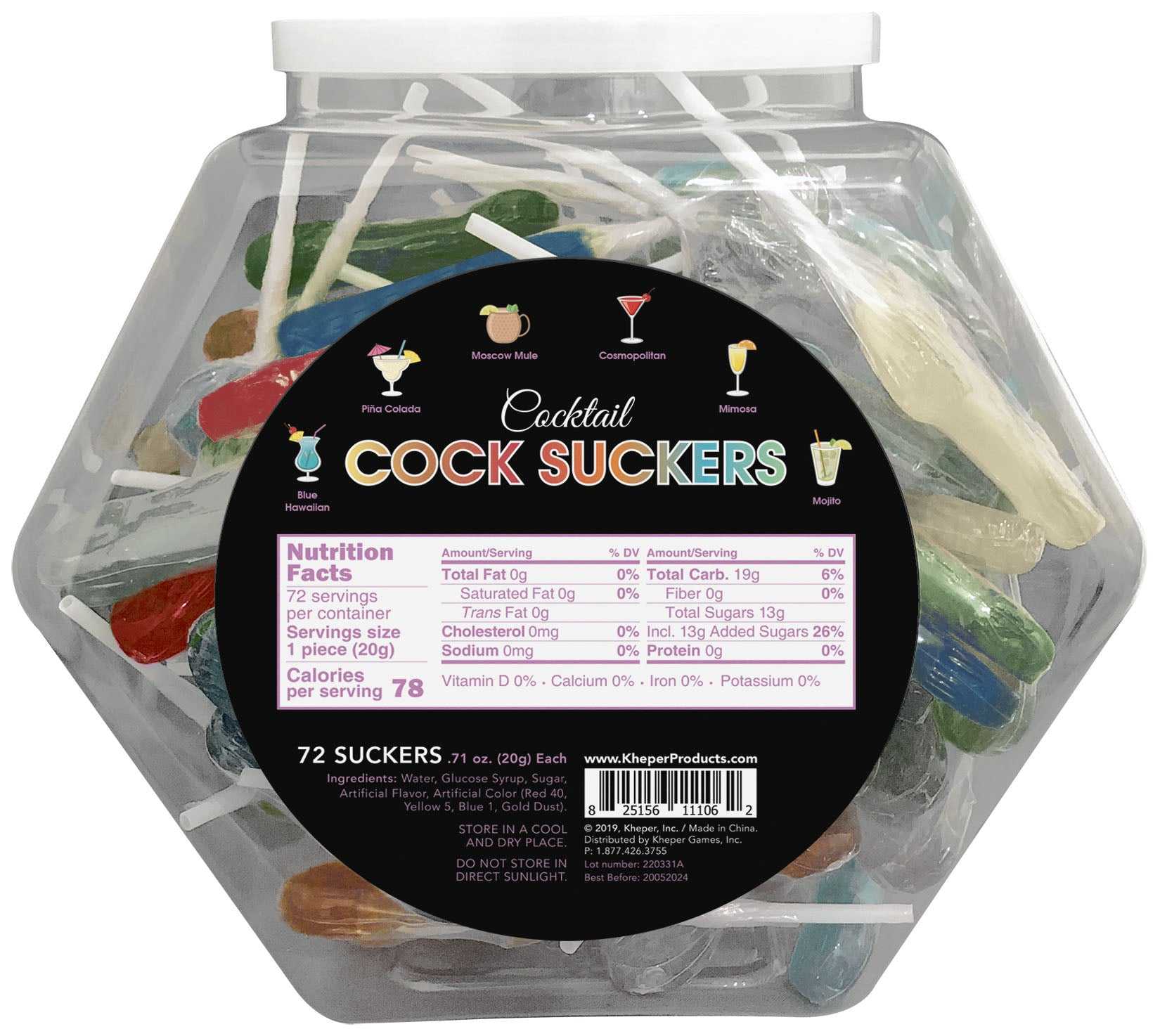 Cocktail Cock Suckers Fish Bowl - 72 Suckers Luxe Ember Essentials